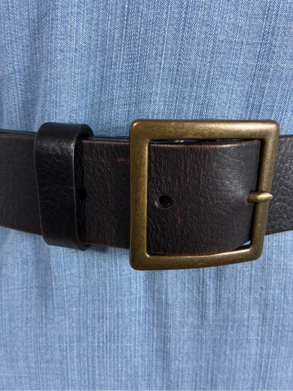 Volpi Concerie Mens Belt Genuine Leather from Italy Chocolate Brown Brass Buckle